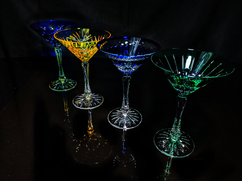 Faberge Crystal Martini Glasses Set Of 4 New In Presentation box