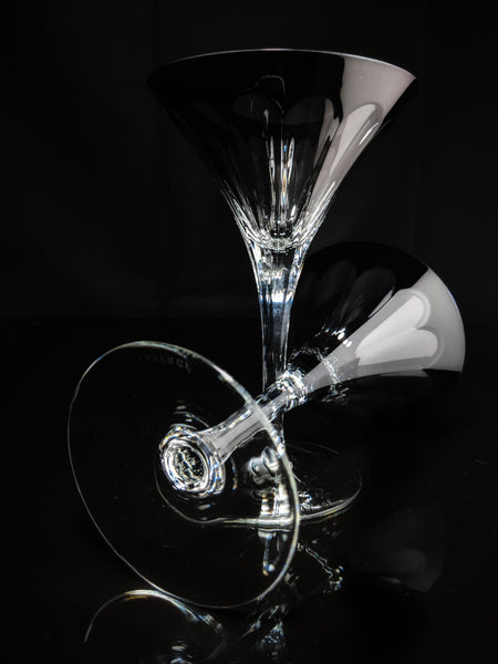 Faberge Martini Black Crystal Glasses set of 2 with the  original Faberge presentation case