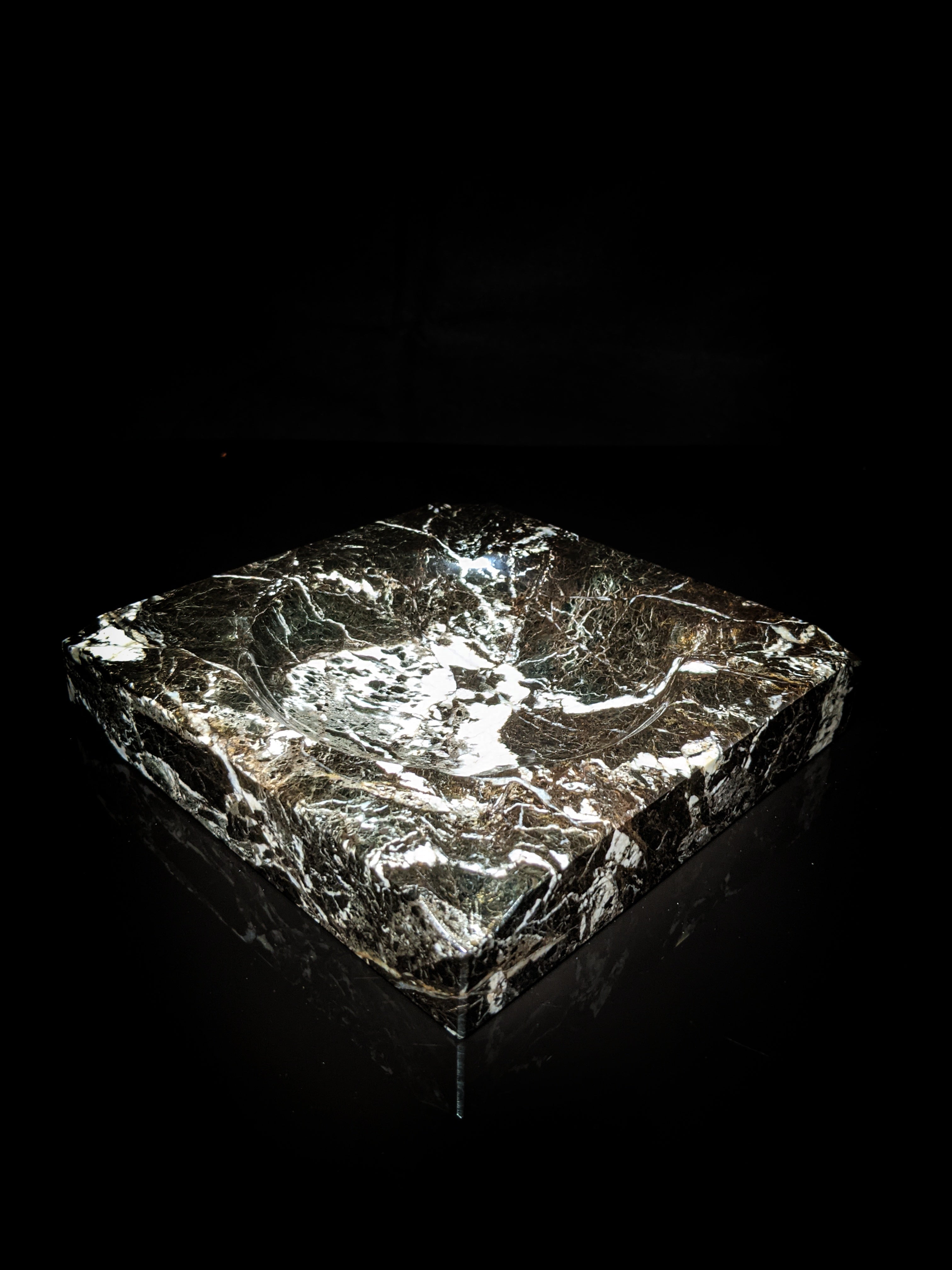 Black Marble Square Cigar Ashtray 7" square NIB