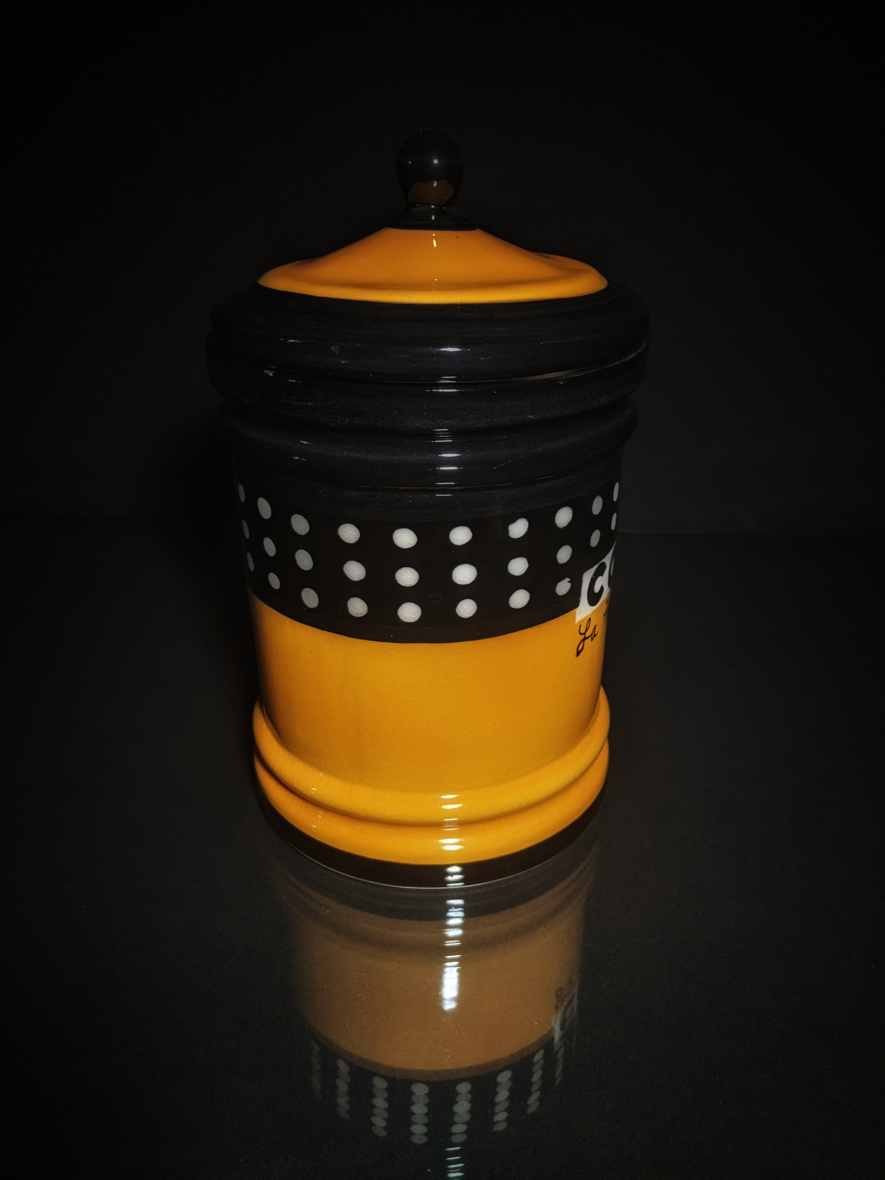 Large Ceramic Humidor Jar 13" H x 7.5" W.