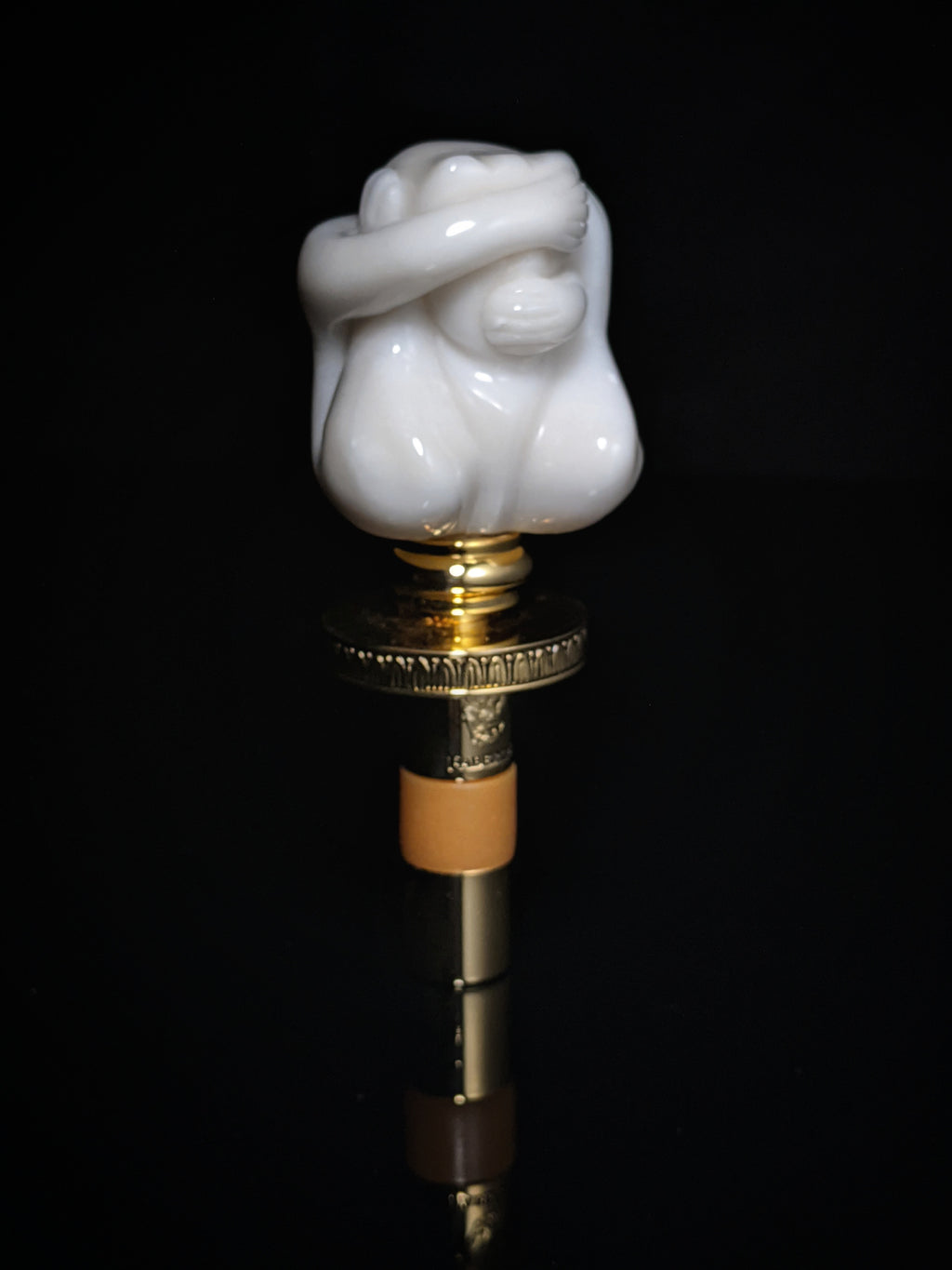 Faberge Monkey Hear No Evil -See No Evil Bottle Stopper NIB