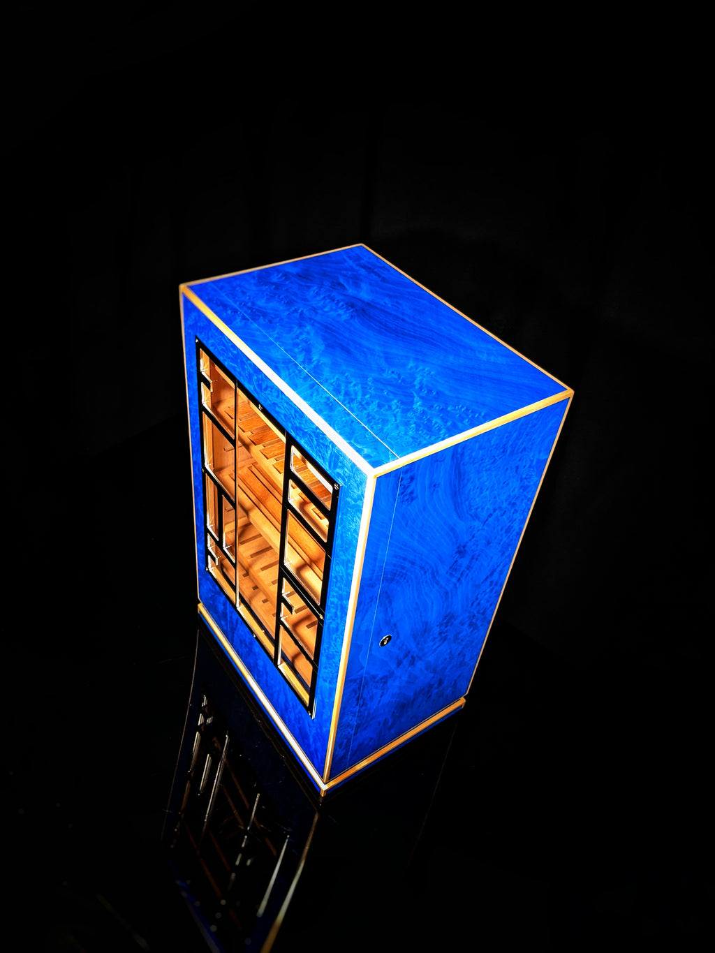 Elie Bleu Blue Madrona Cabinet Humidor 150 Count