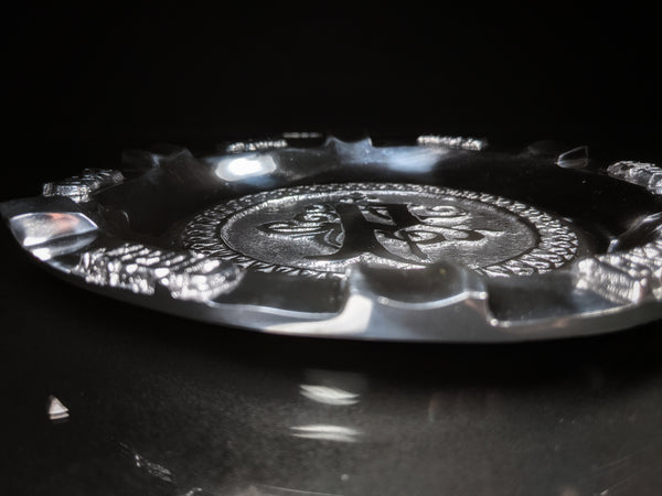 Drew Estates Polished Pewter 9 " cigar ashtray with 5 slots for your cigars