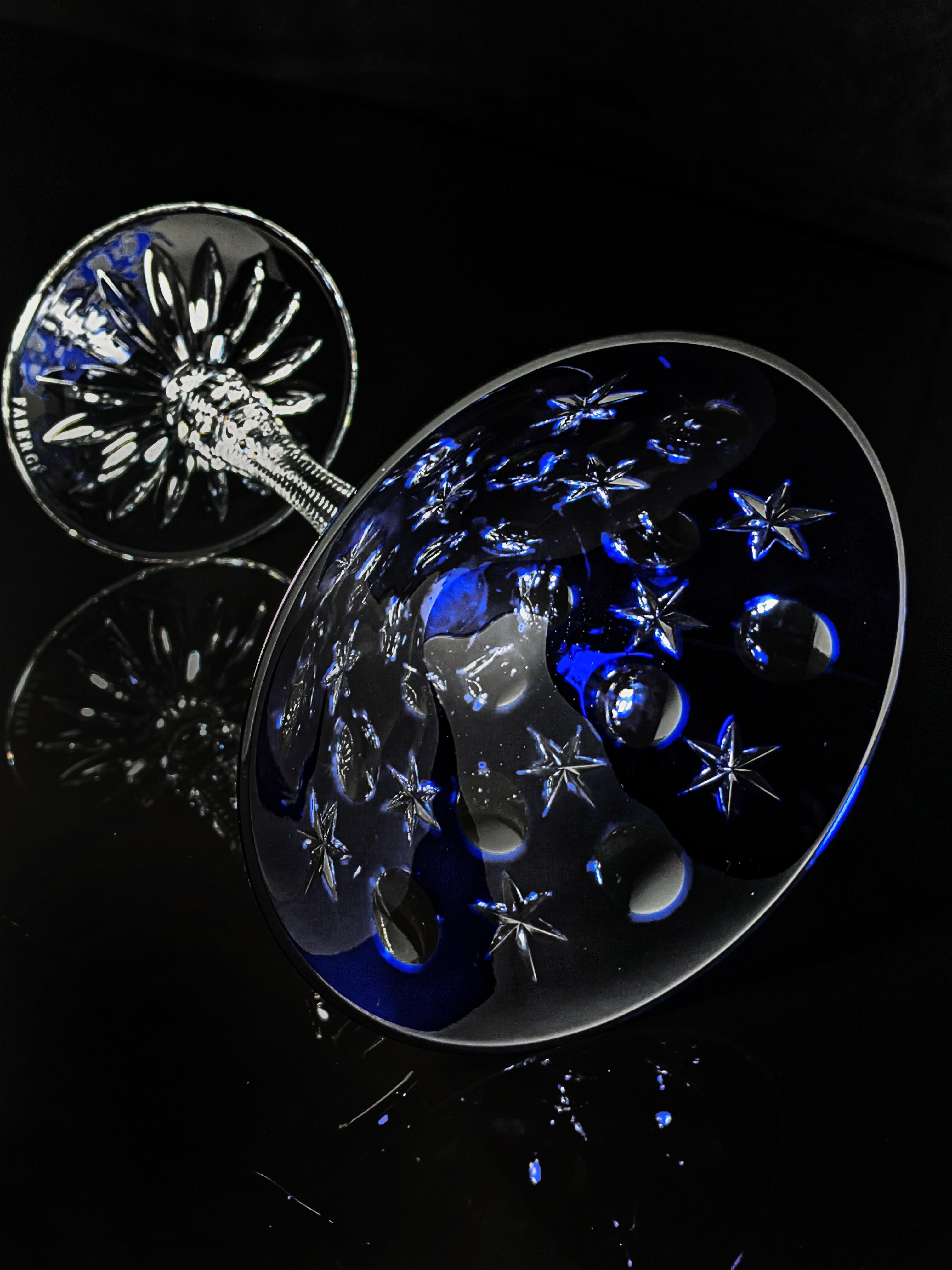 Fabergé Na Zdorovye Cobalt Blue Crystal Martini Glass