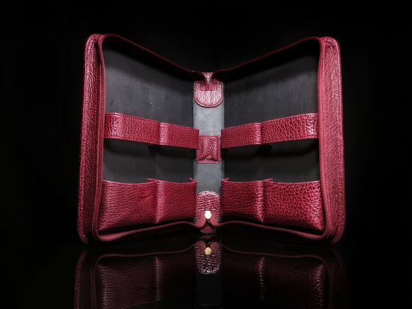 pheasant leather bordeaux carrying case NIB Made in Spain