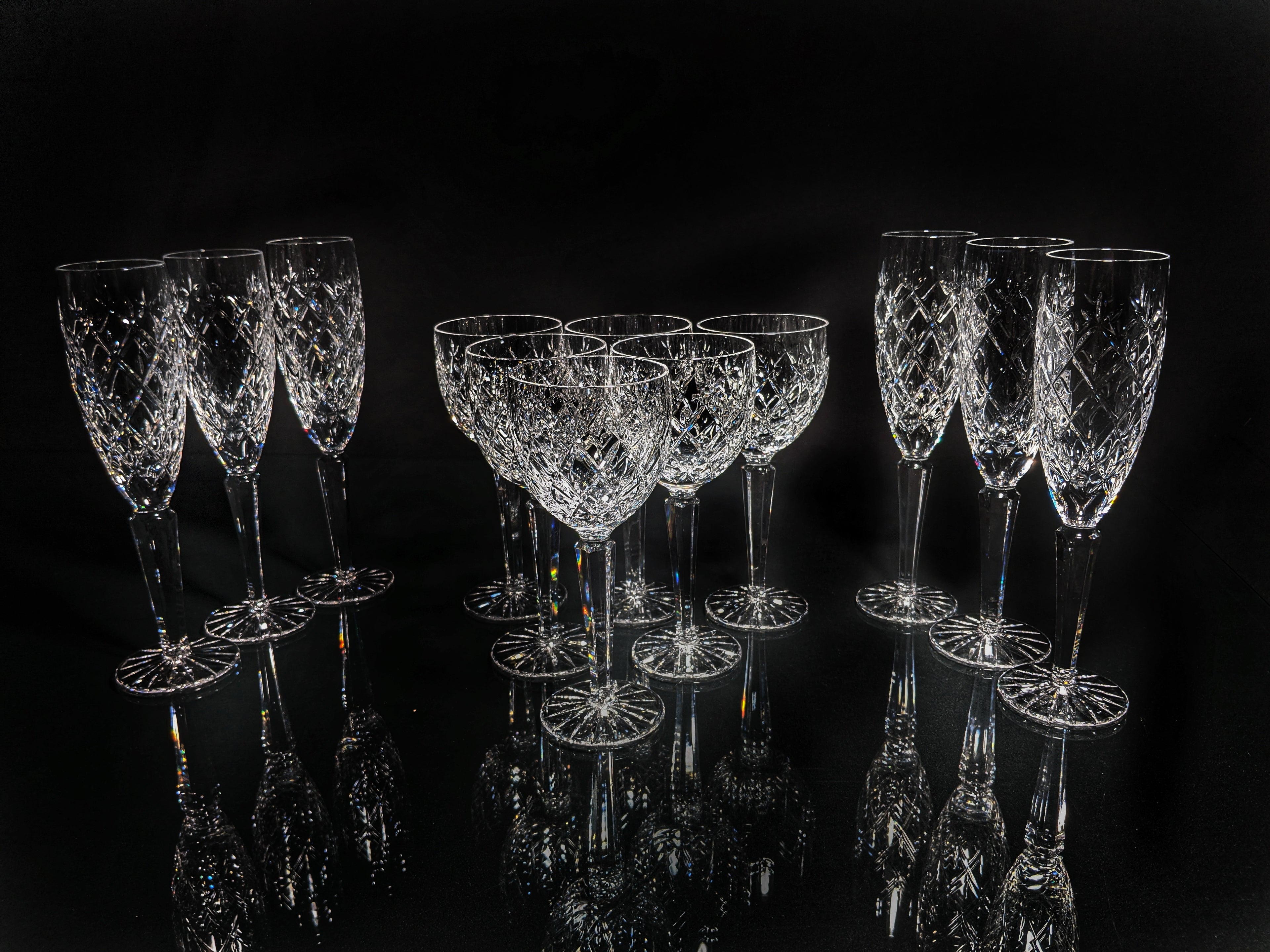 Faberge Clear Crystal Flutes and Goblets