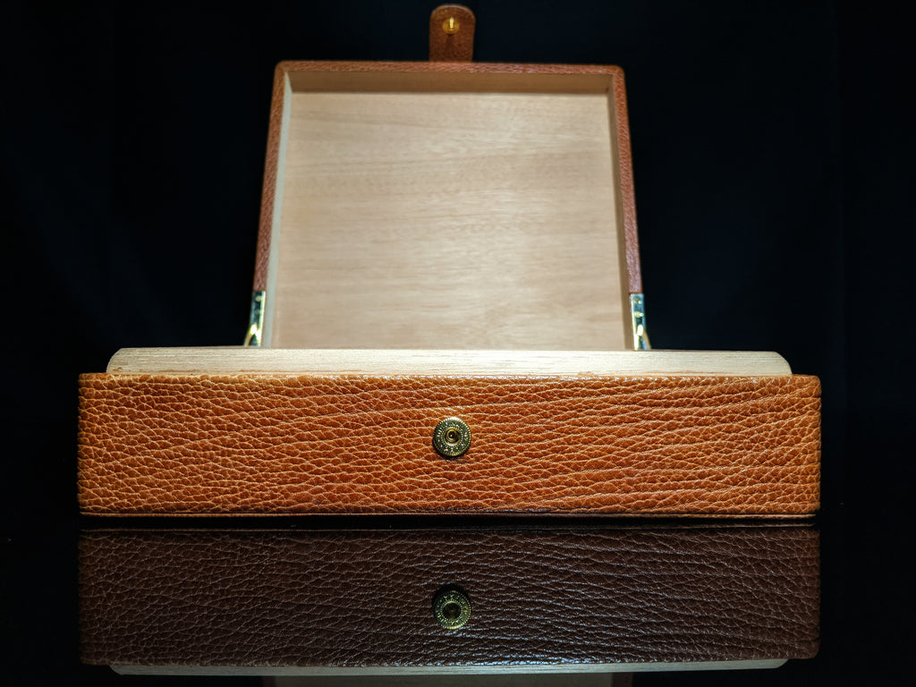 Pheasant Leather Humidor made in Spain by RD Gomez NIB