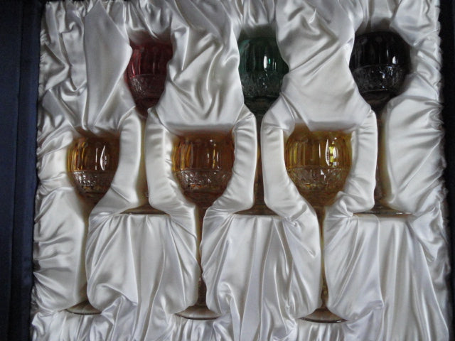 FABERGE XENIA IMPERIAL CASED CUT TO CLEAR CRYSTAL GOBLETS  SIGNED
