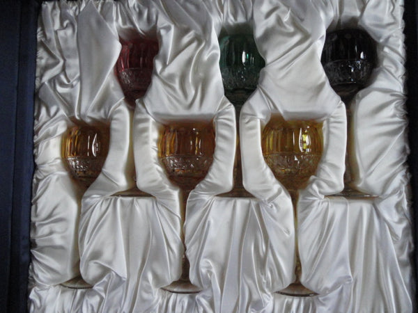 FABERGE XENIA IMPERIAL CASED CUT TO CLEAR CRYSTAL GOBLETS  SIGNED