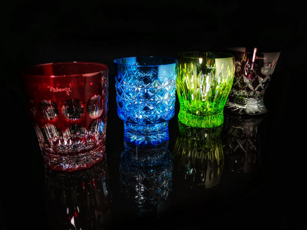 Faberge Crystal Colored Glasses Set of 4 NIB