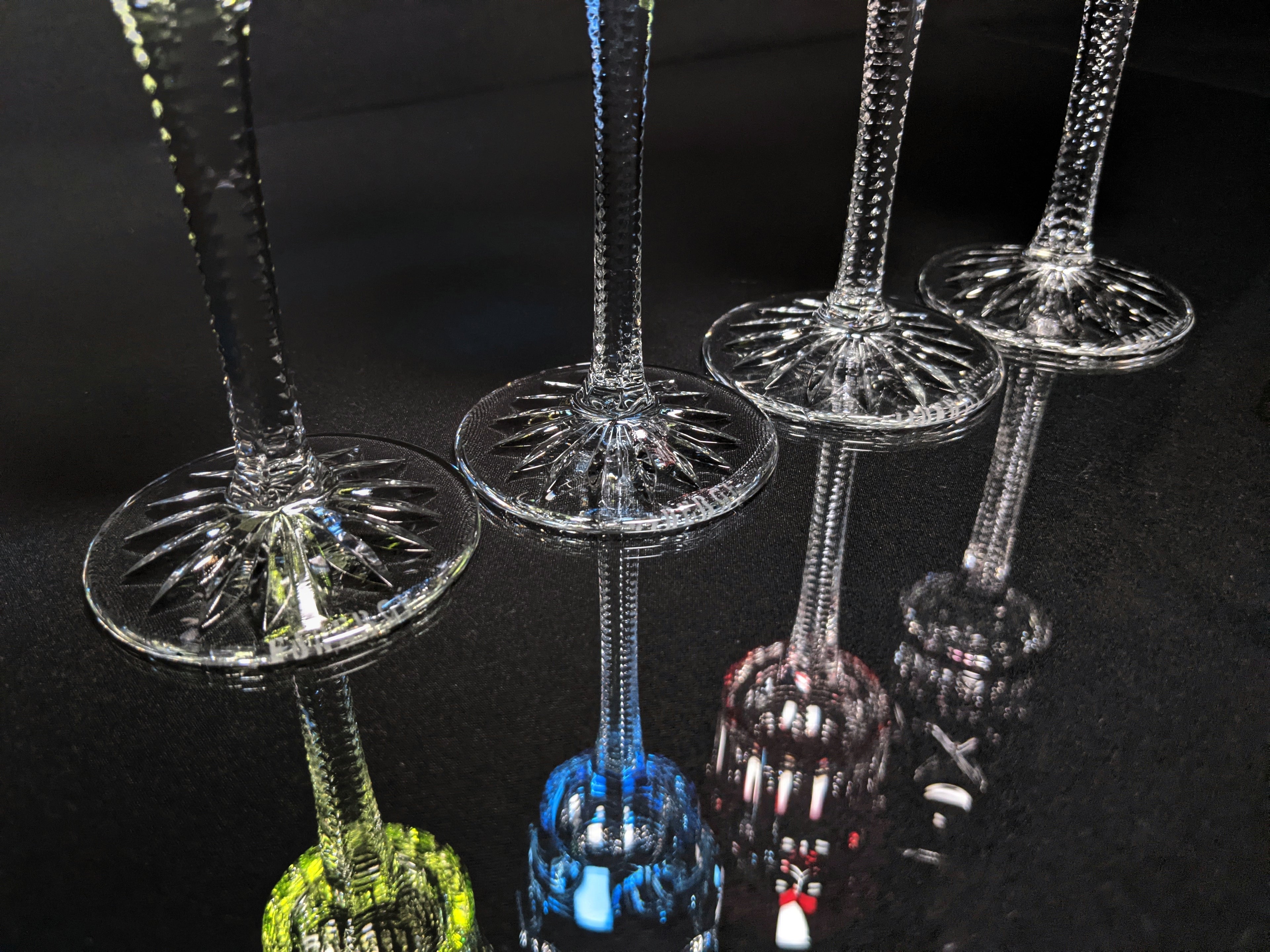 Faberge Colored Crystal  Cordial Glasses