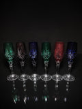 AJKA Colored Crystal Champagne Flutes — Set of 6