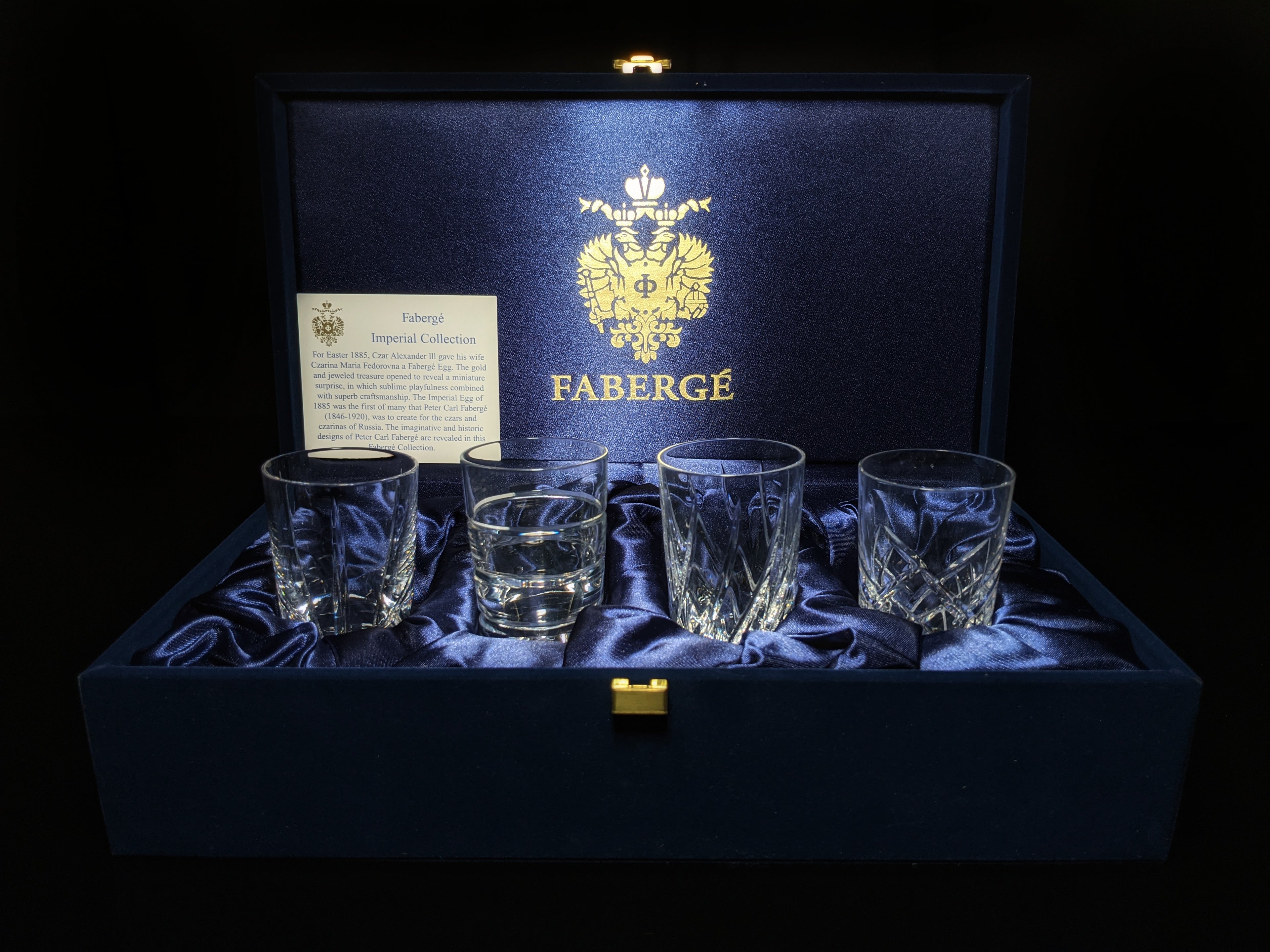 Faberge Imperial Clear Crystal Shot Glasses Set of 4