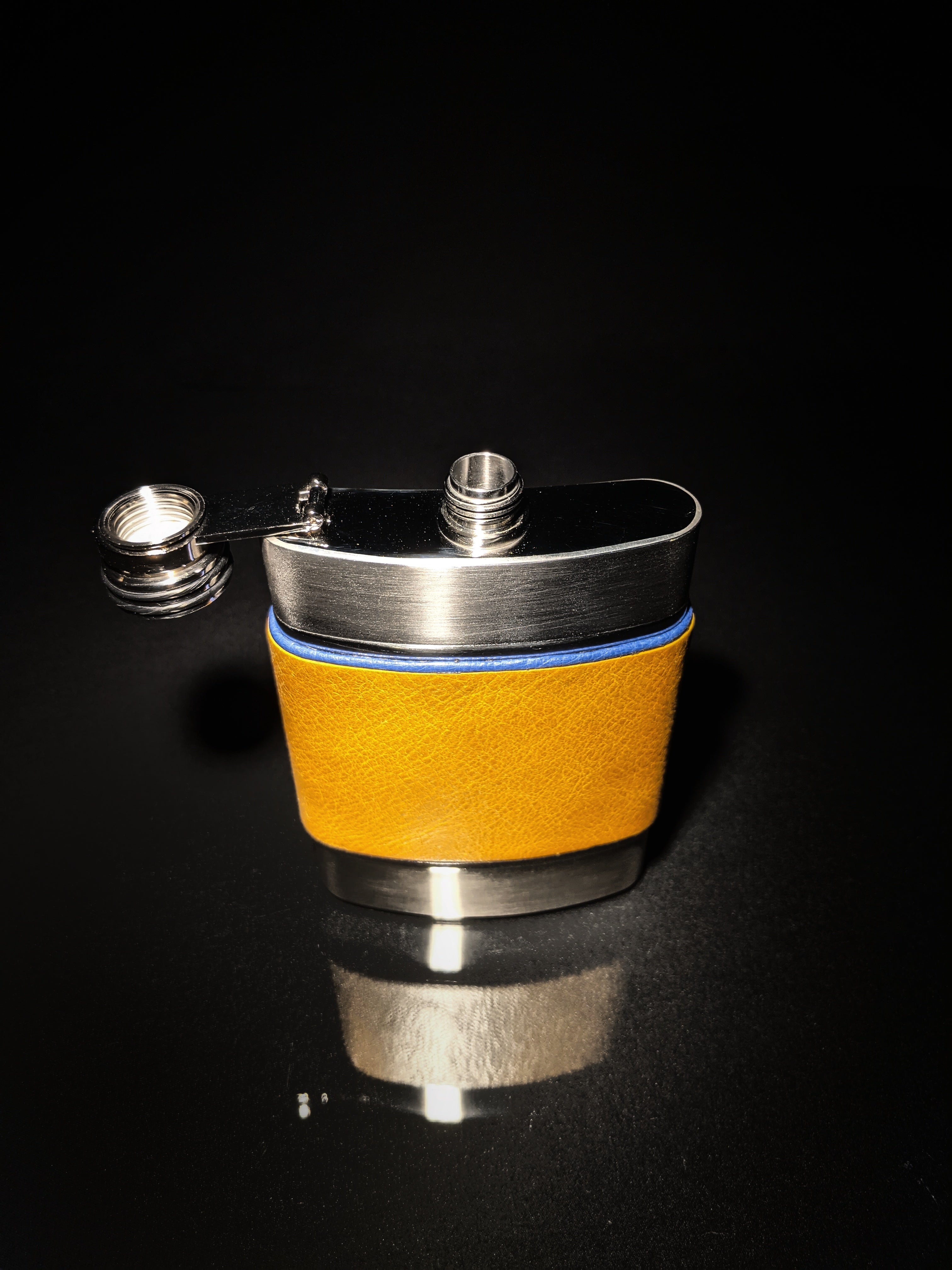 Brizard and Co. The 6 oz Flask - Blue and Camel Color Leather