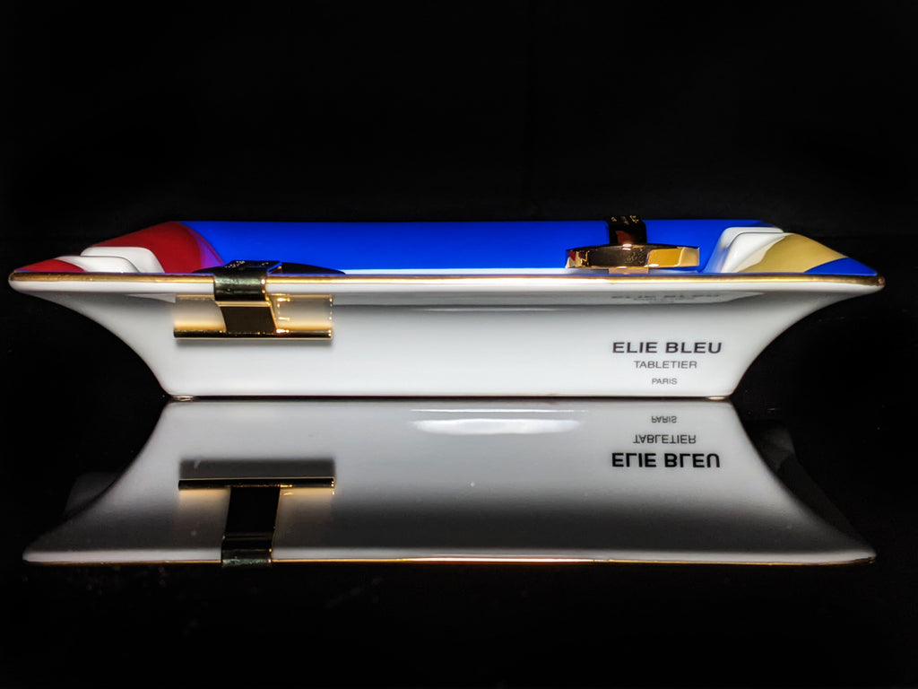 Elie Bleu Casa Collection Porcelain Ashtray with Gold Plated rests