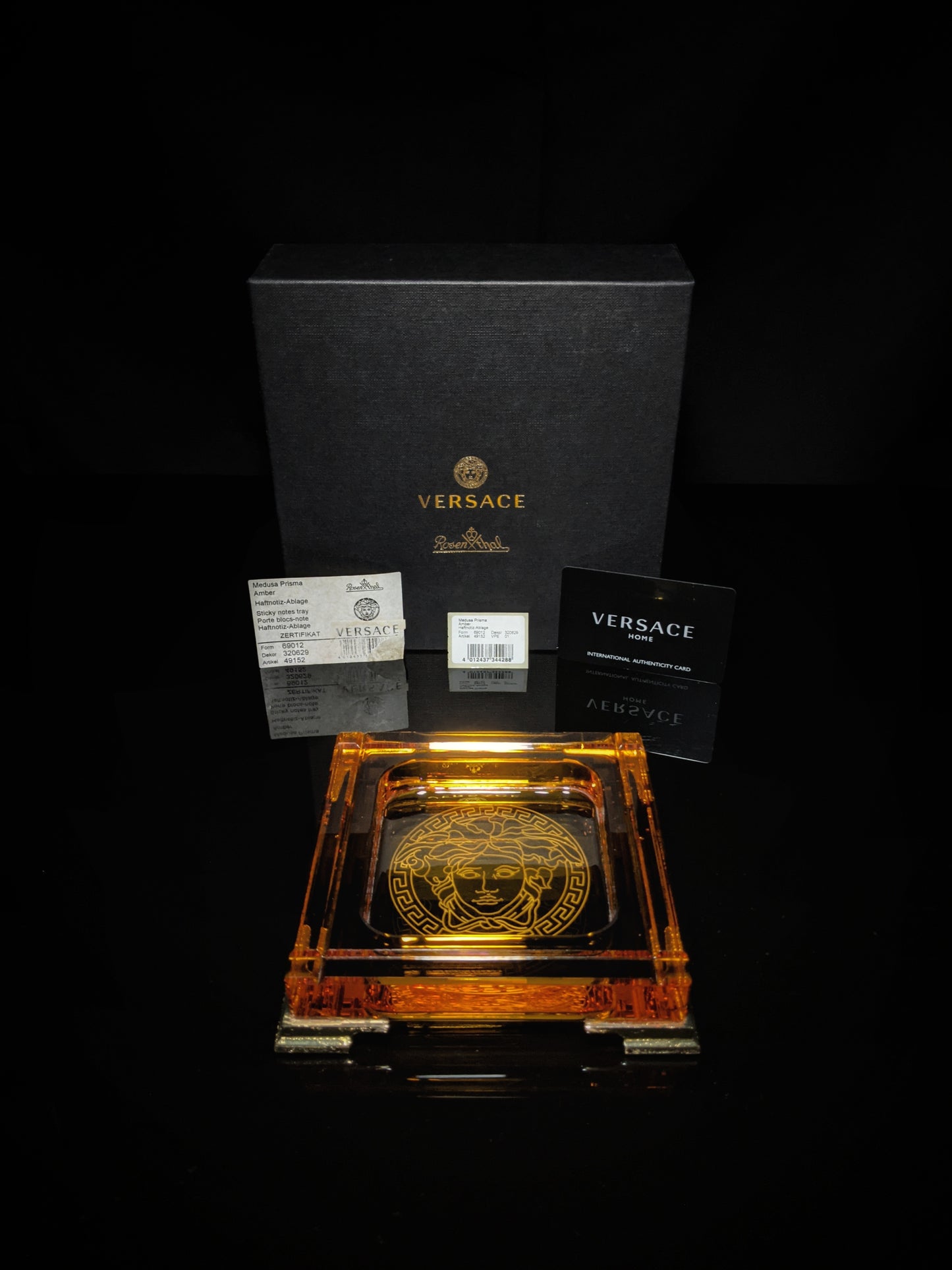Versace Amber Crystal Ashtray NIB
