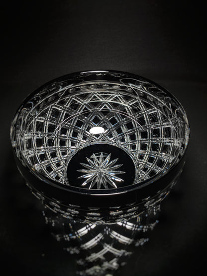 Black Crystal Clear Cut Bowl 9" diameter