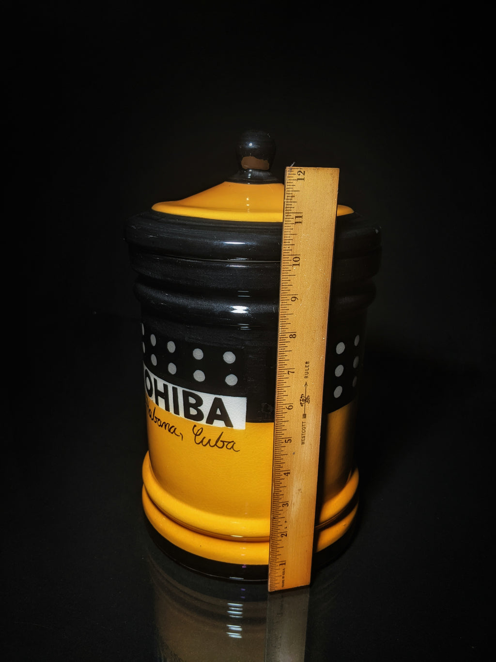 Large Ceramic Humidor Jar 13" H x 7.5" W.