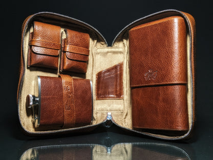 Brizard & Co. Havana Traveler - Antique Saddle Leather with cutter and lighter