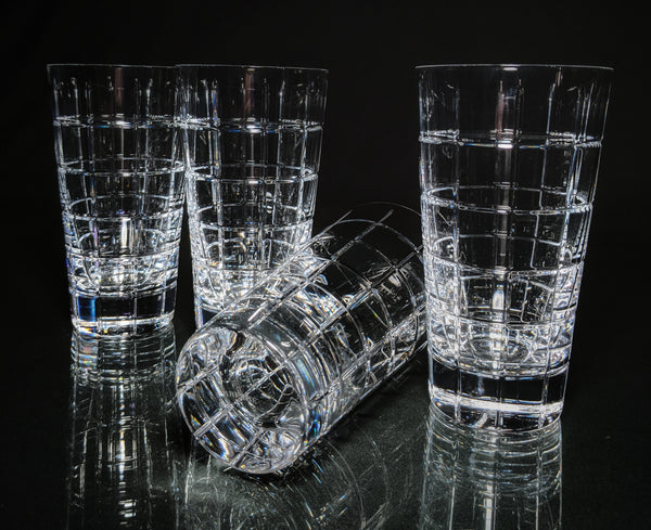 Faberge Metropolitan  Highball Glasses set of 4 NIB. 6" H x 3.25"