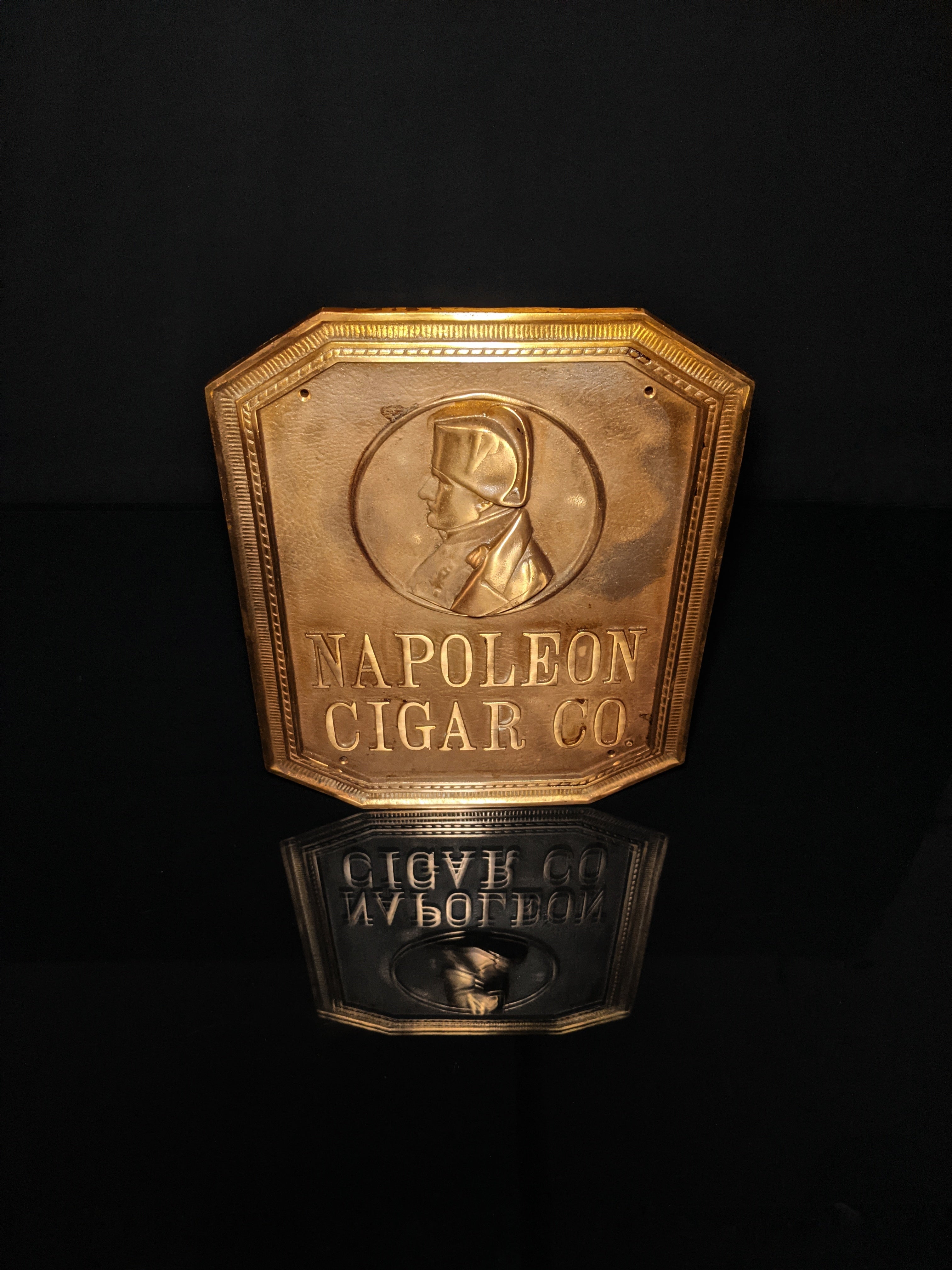 Napoleon Cigar Co. Solid Bronze Sign — 15.75" H × 12.75" W