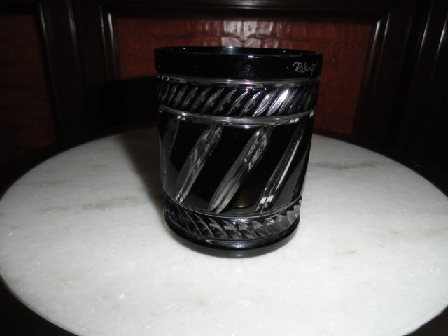 Faberge Marie Louise Black Crystal Old Fashion Glass