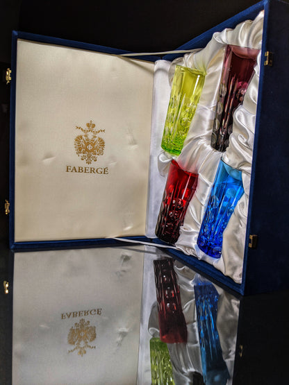 Faberge Crystal Colored Bubble Tall Glasses
