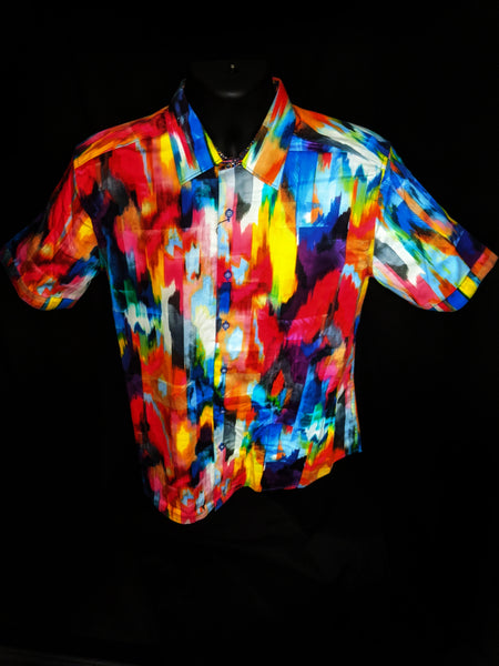 Robert Graham  Prism Effect Classic Fit Short Sleeve Shirt Size Medium