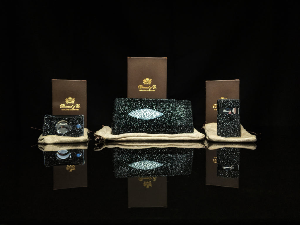 Brizard and Co. Stingray Cigar Case — with Matching Cutter & Lighter, New in Box