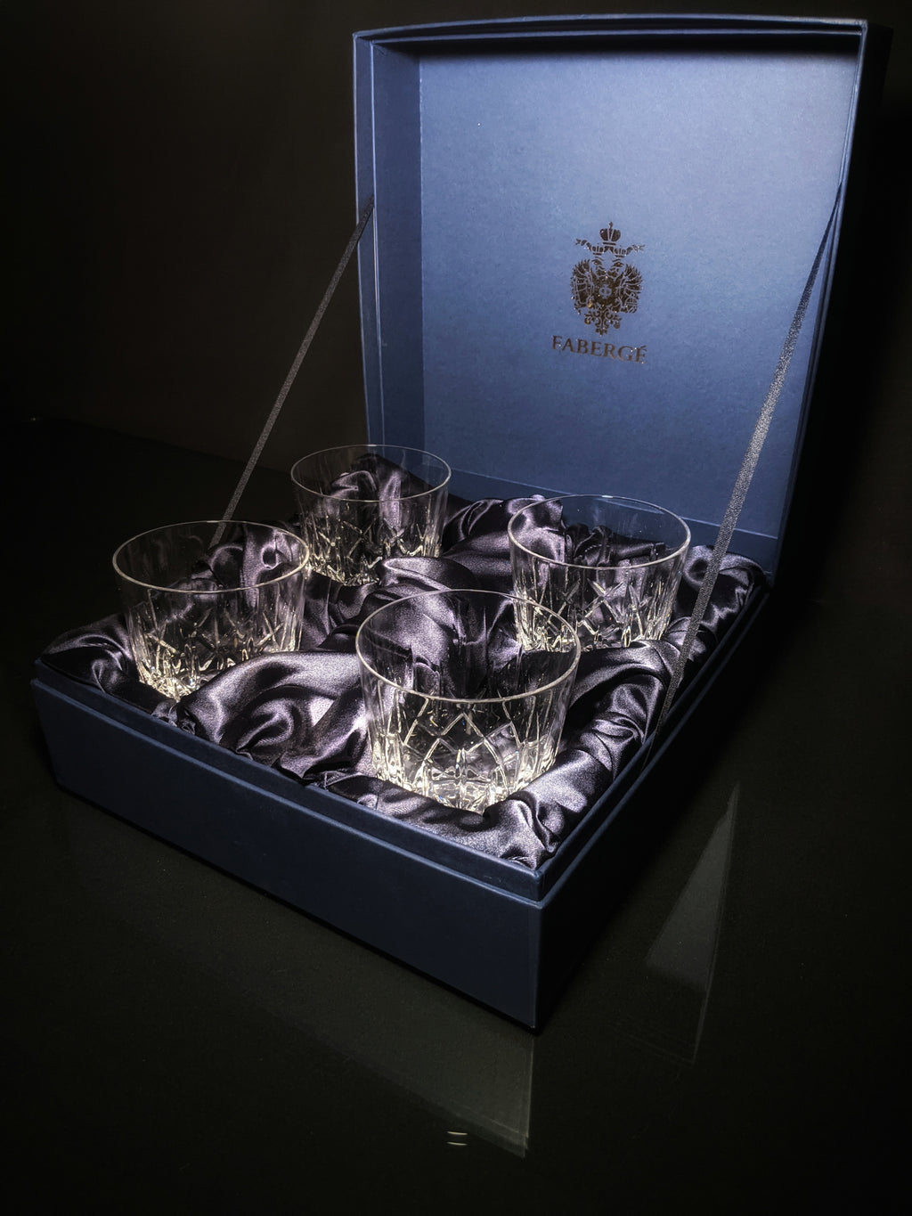 Faberge Crystal Old Fashion Glasses