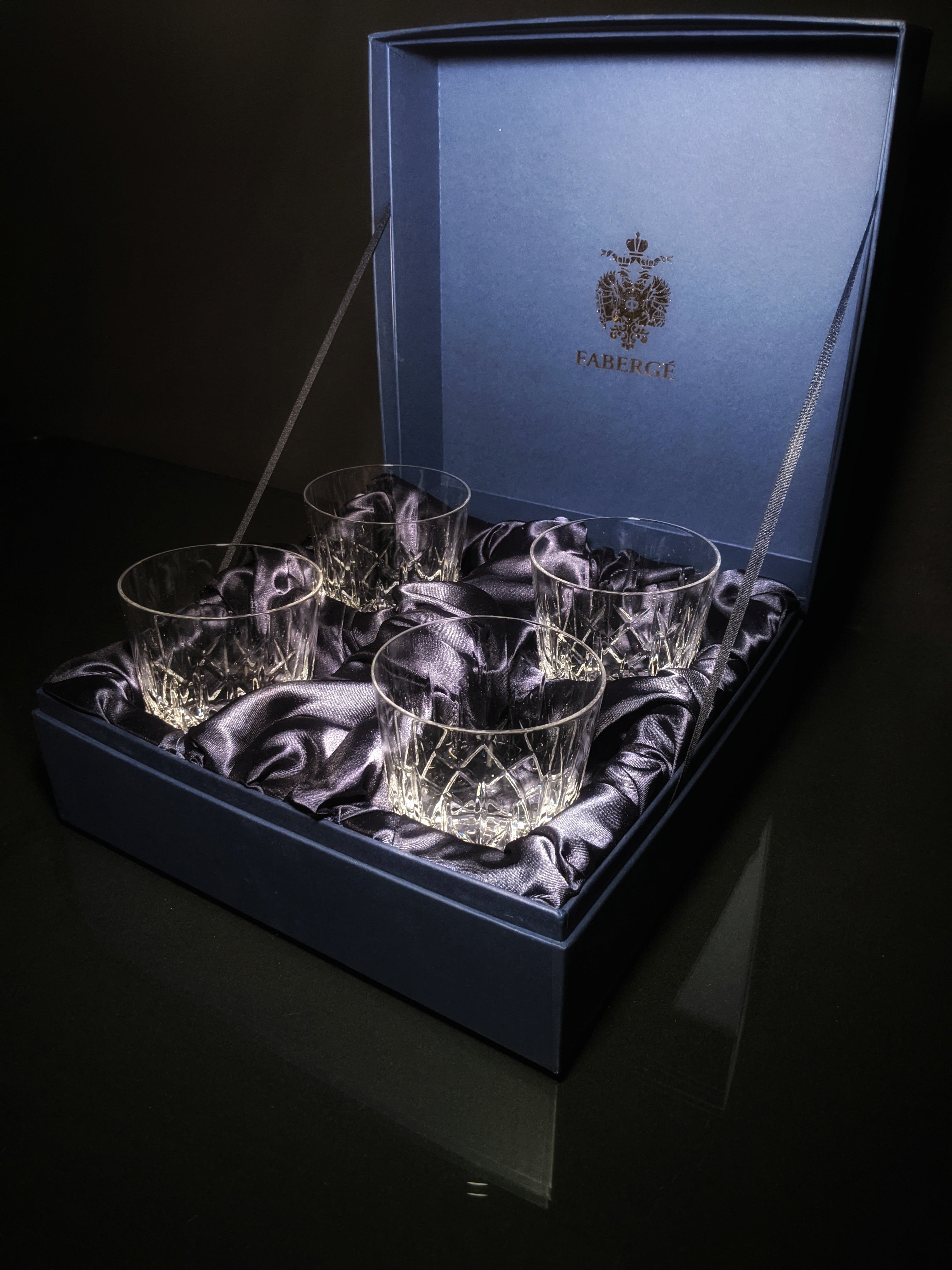 Faberge Crystal Old Fashion Glasses