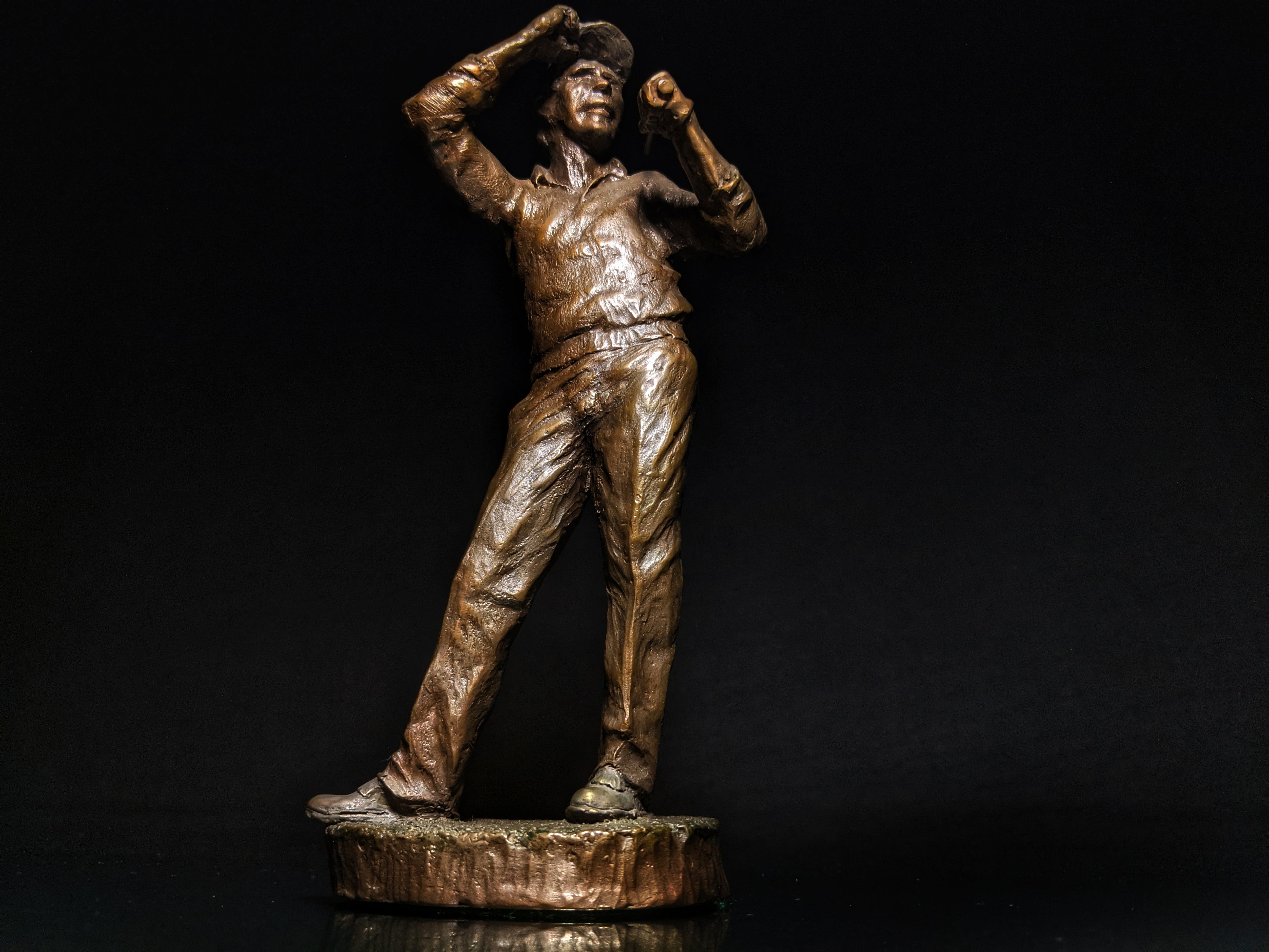 Mark Hopkins Bronze Golf Series Sculpture called " Down the Middle  " Made in USA