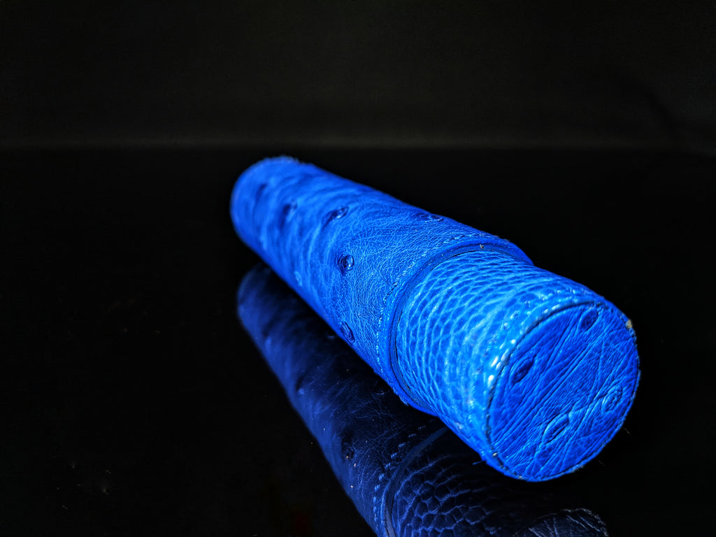 Brizard and Co Blue Ostrich Single Cigar Tube Holder