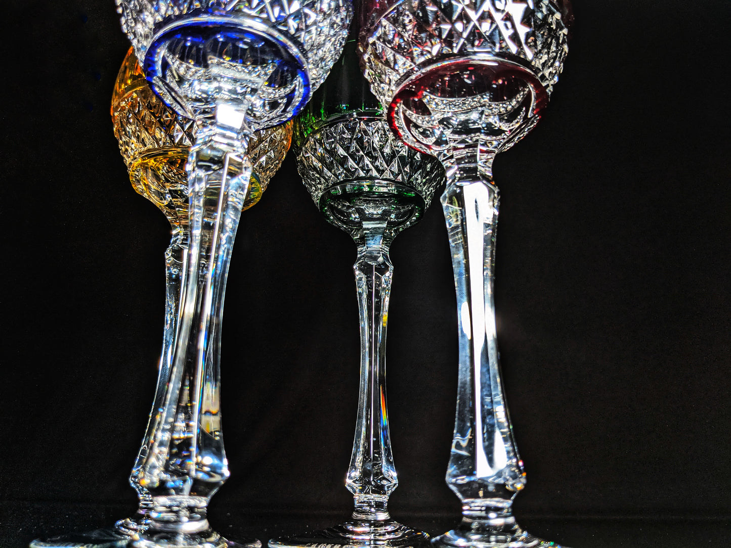 FABERGE XENIA IMPERIAL CASED CUT TO CLEAR CRYSTAL GOBLETS  SIGNED NO BOX