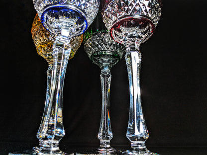 FABERGE XENIA IMPERIAL CASED CUT TO CLEAR CRYSTAL GOBLETS  SIGNED NO BOX