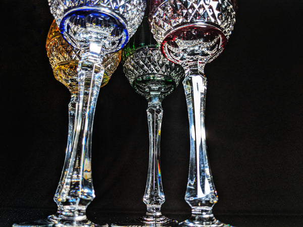 FABERGE XENIA IMPERIAL CASED CUT TO CLEAR CRYSTAL GOBLETS  SIGNED