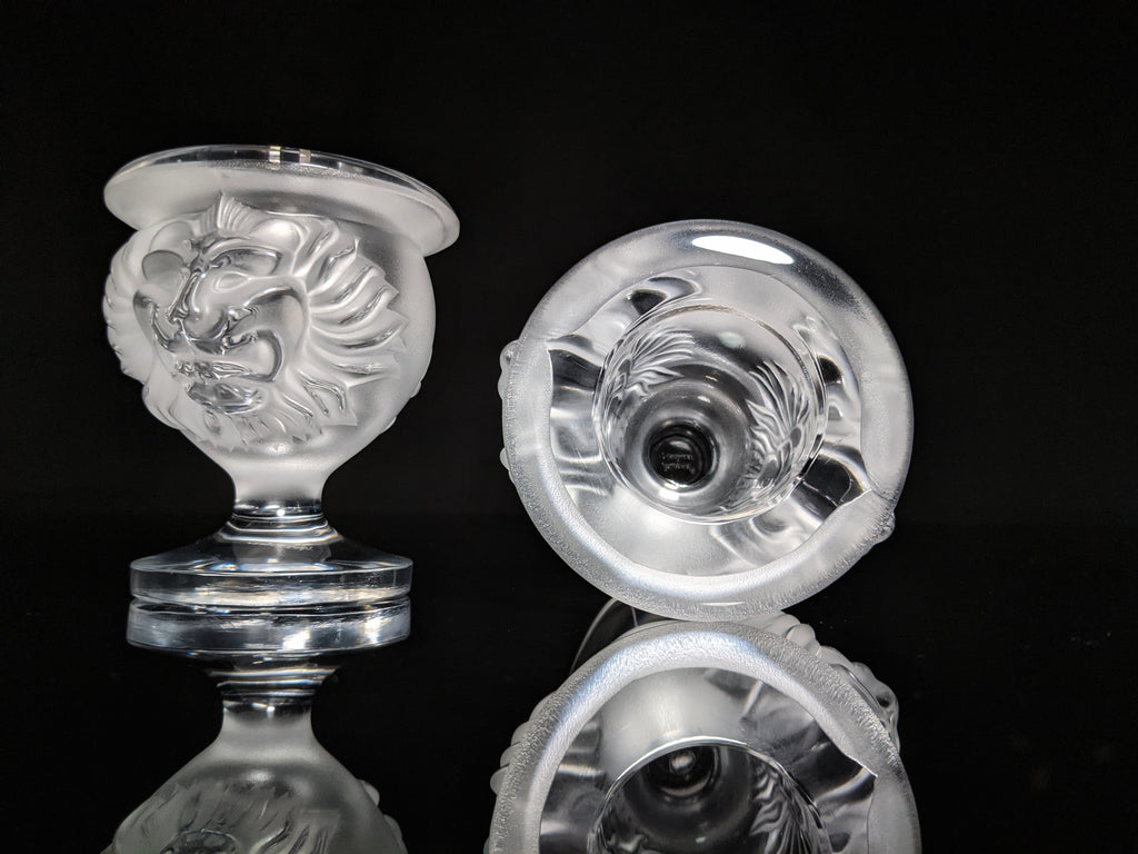 Lalique Crystal Tête de Lion Table Lighter