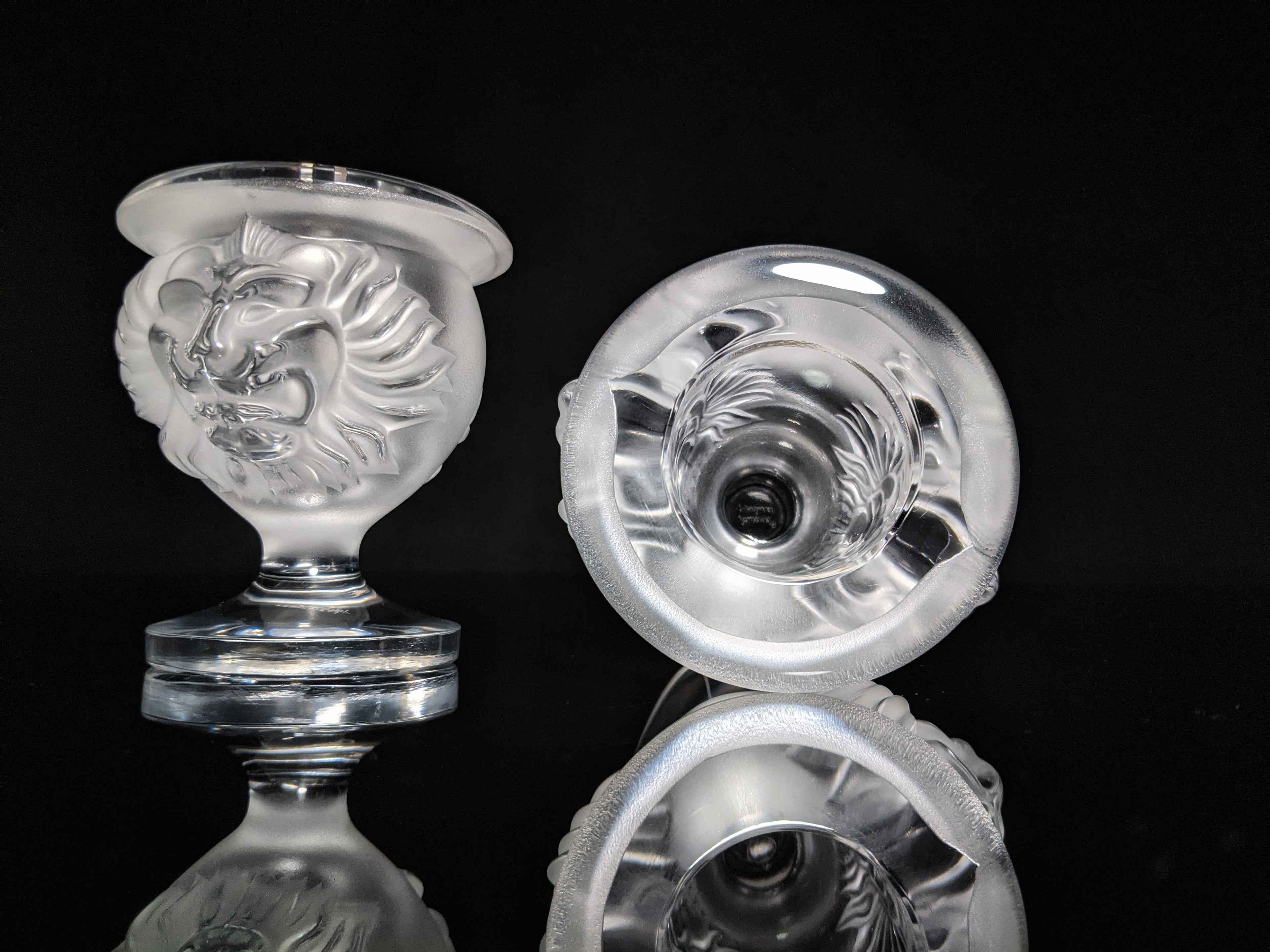 Lalique Crystal Tête de Lion Table Lighter