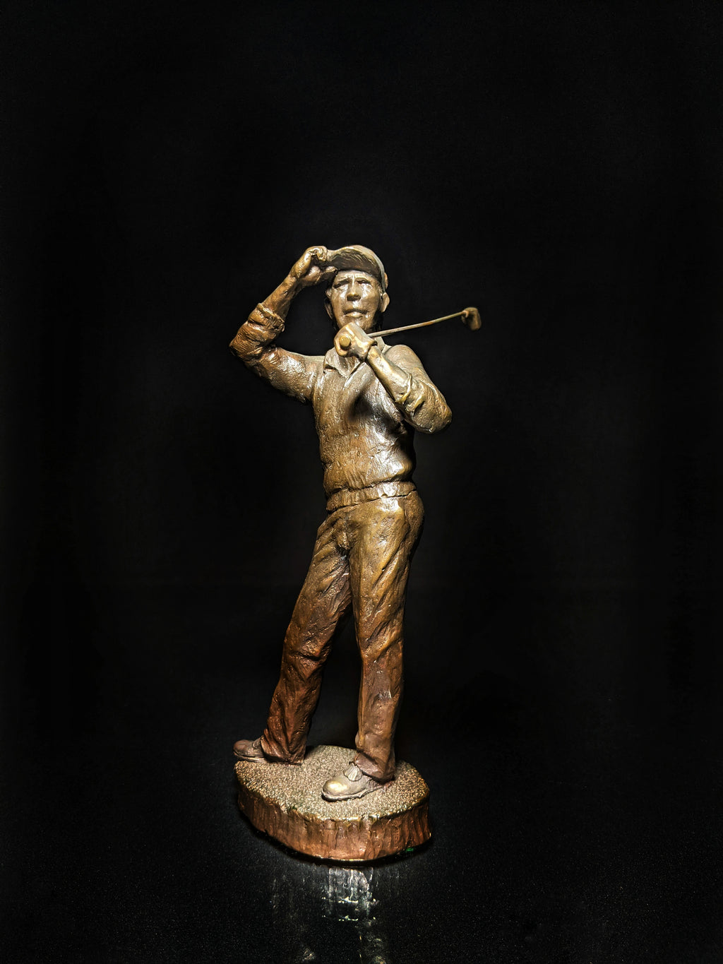 Mark Hopkins Bronze Golf Series Sculpture called " Down the Middle  " Made in USA