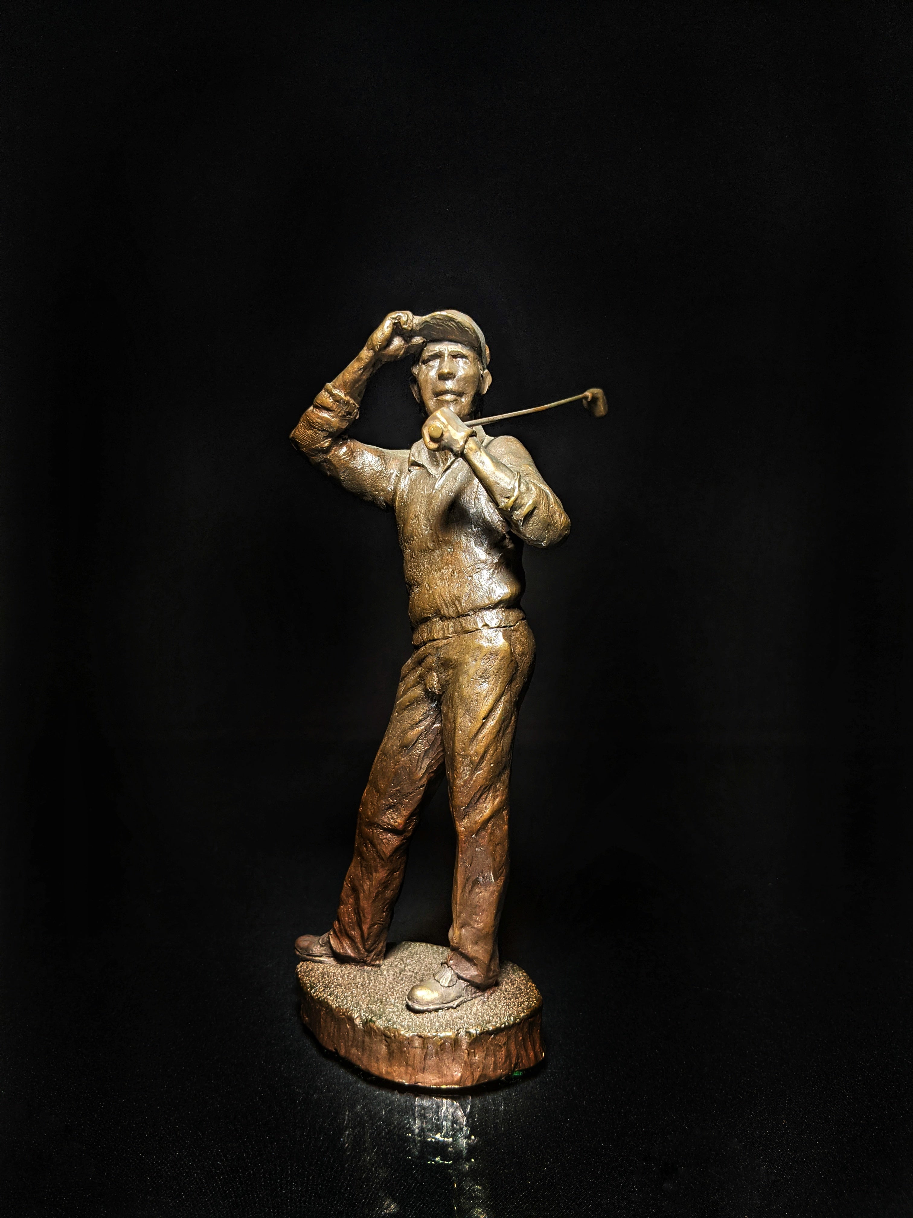 Mark Hopkins Bronze Golf Series Sculpture called " Down the Middle  " Made in USA