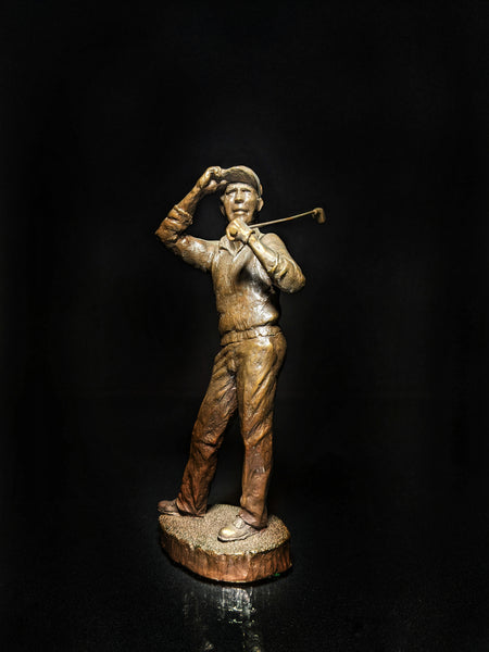 Mark Hopkins Bronze Golf Series Sculpture called " Down the Middle  " Made in USA