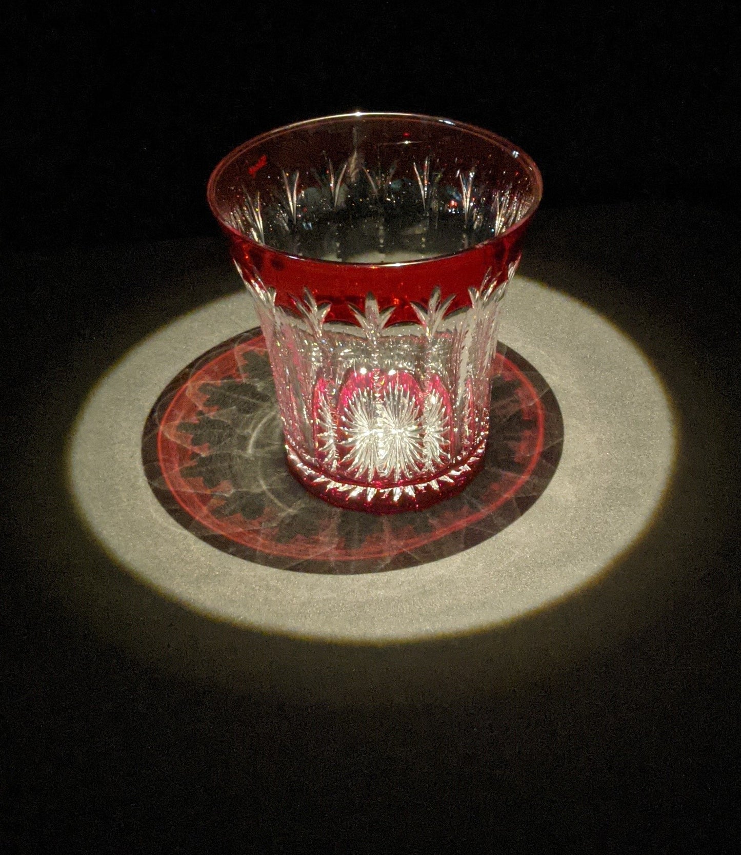 Faberge Ruby Red and Clear Crystal Cut Ice Bucket