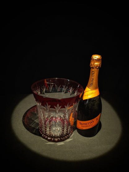 Faberge Ruby Red and Clear Crystal Cut Ice Bucket