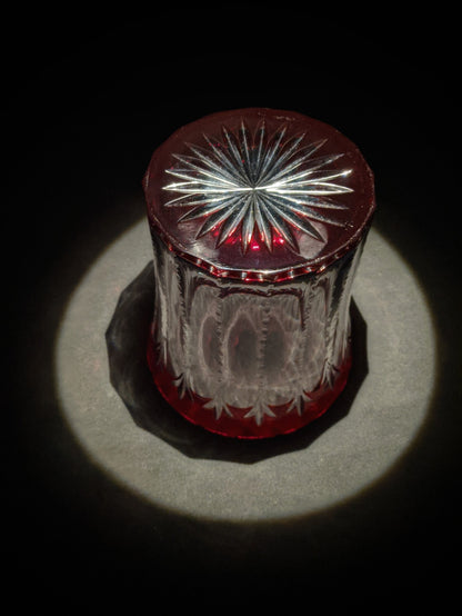 Faberge Ruby Red and Clear Crystal Cut Ice Bucket