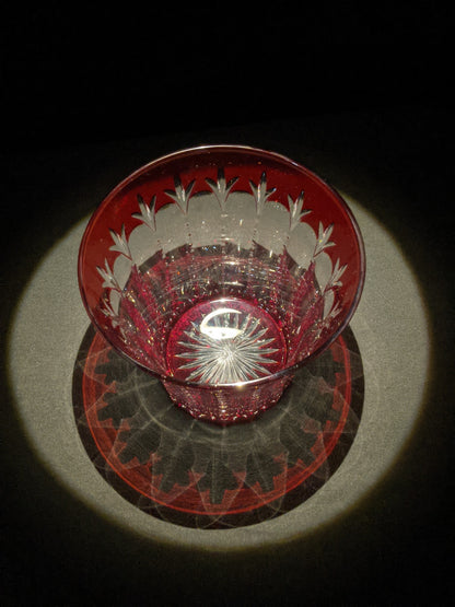 Faberge Ruby Red and Clear Crystal Cut Ice Bucket