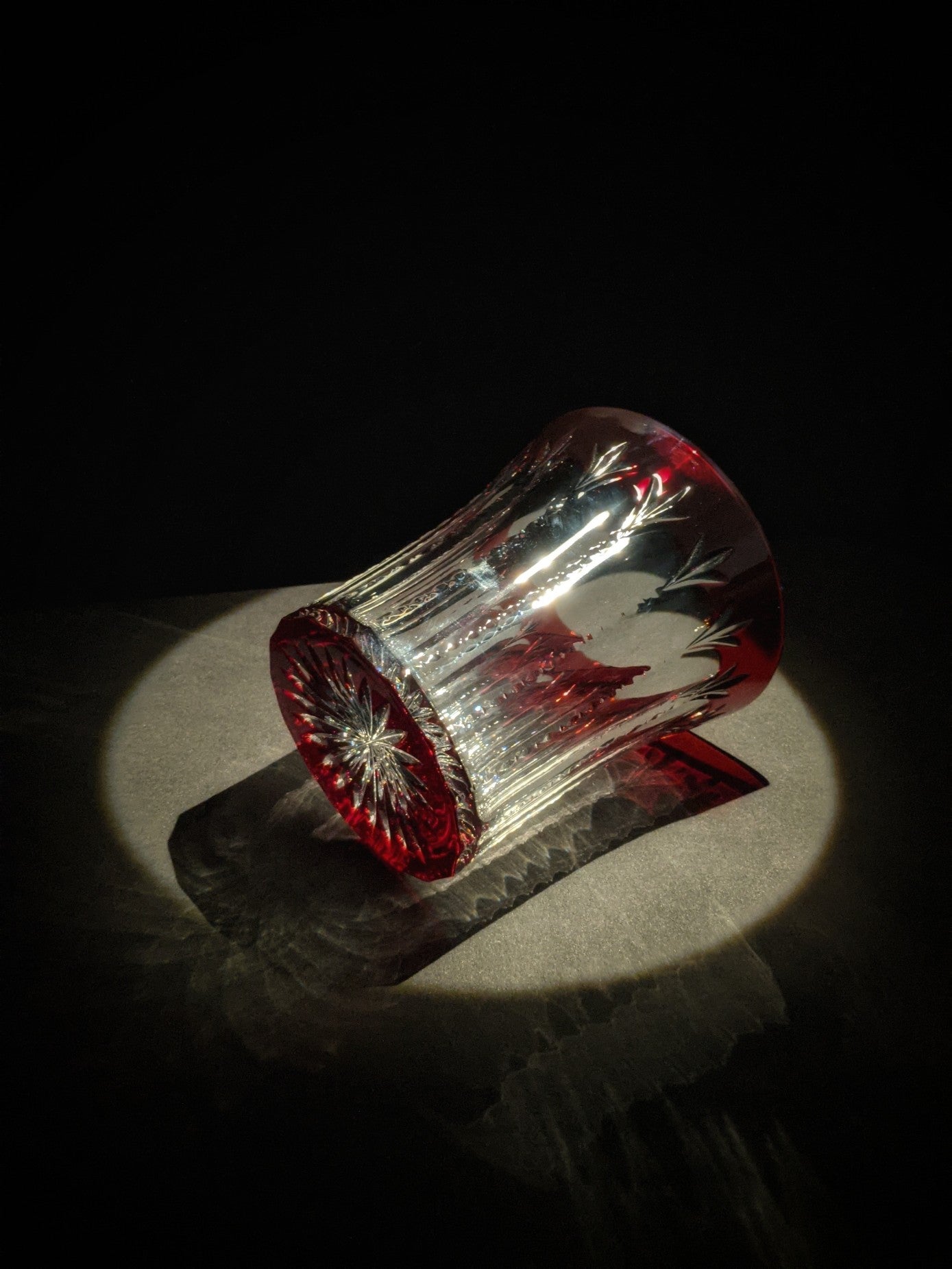 Faberge Ruby Red and Clear Crystal Cut Ice Bucket