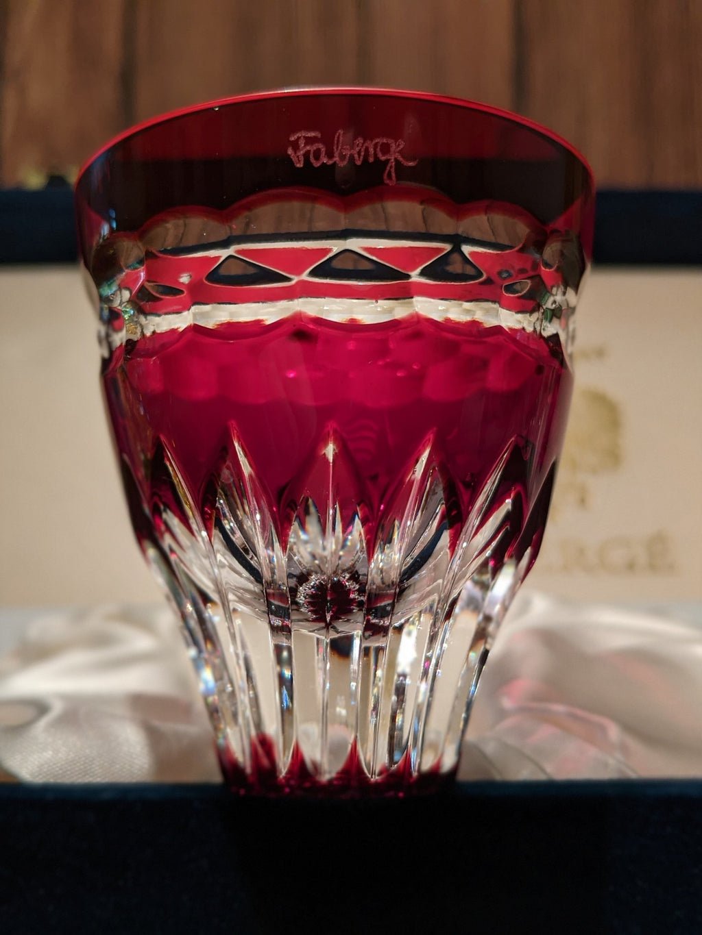 Faberge Crystal Colored Shot Glasses NIB