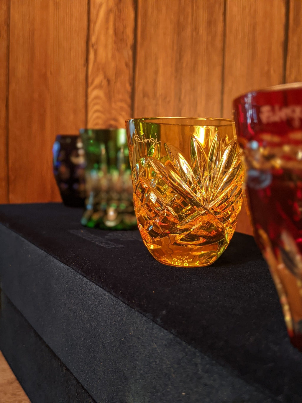Faberge Crystal Colored Shot Glasses NIB