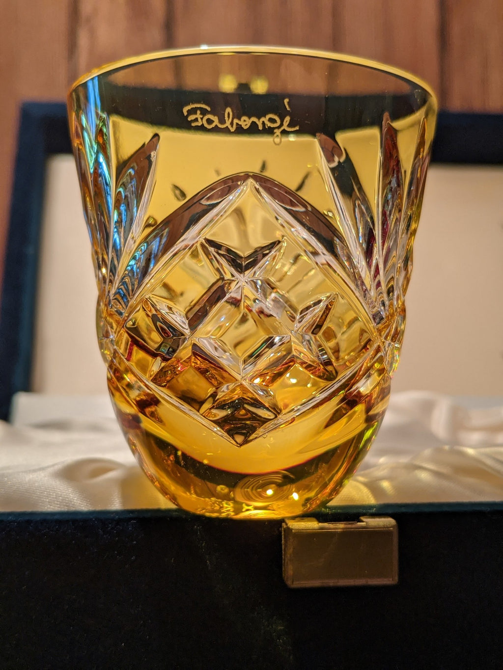 Faberge Crystal Colored Shot Glasses NIB