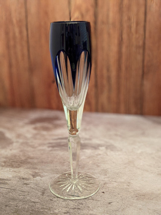 Faberge Regency Crystal Cobalt Blue Colored Flute